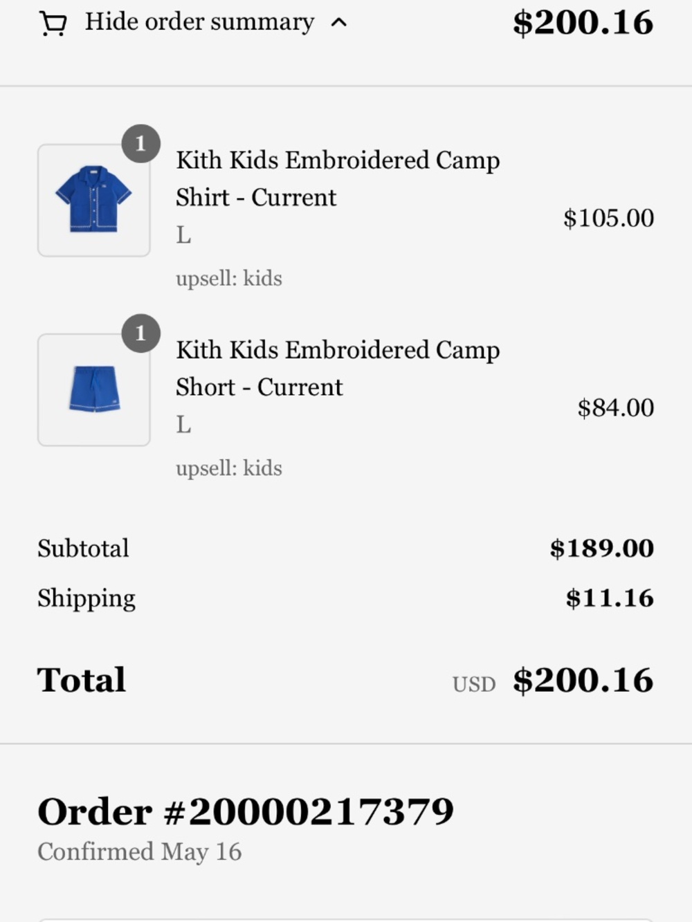 Kith boys matching set